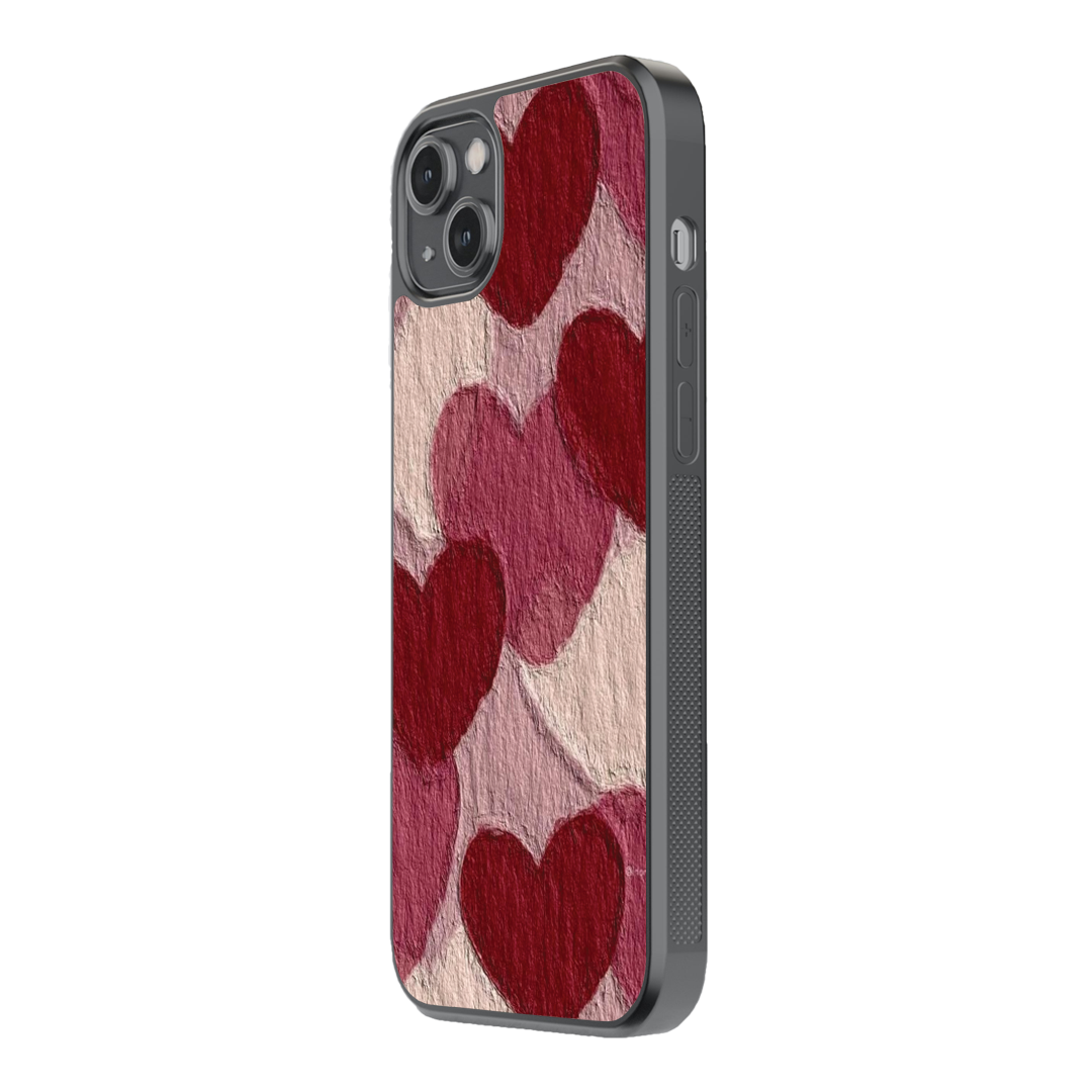 Crimson Hearts Premium Glass Phone Case