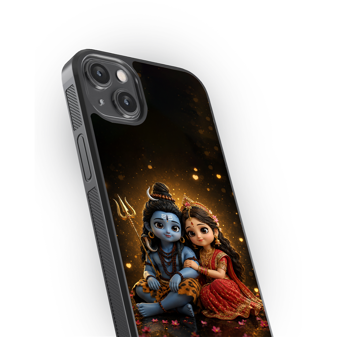 Little Mahadev & Parvati Premium Glass Case