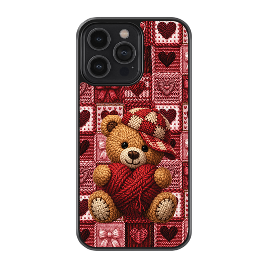 Cozy Teddy Hearts Premium Glass Phone Case