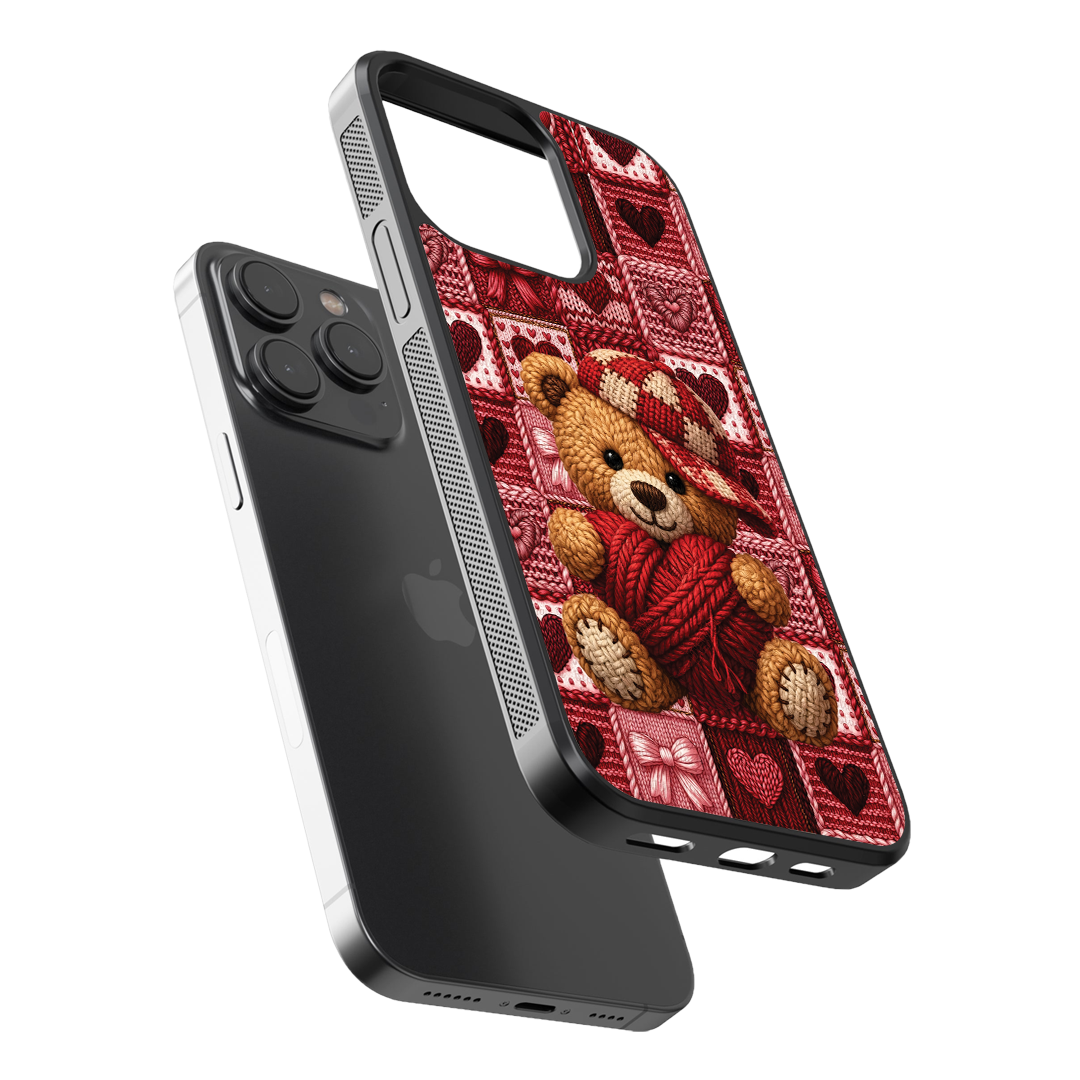 Cozy Teddy Hearts Premium Glass Phone Case
