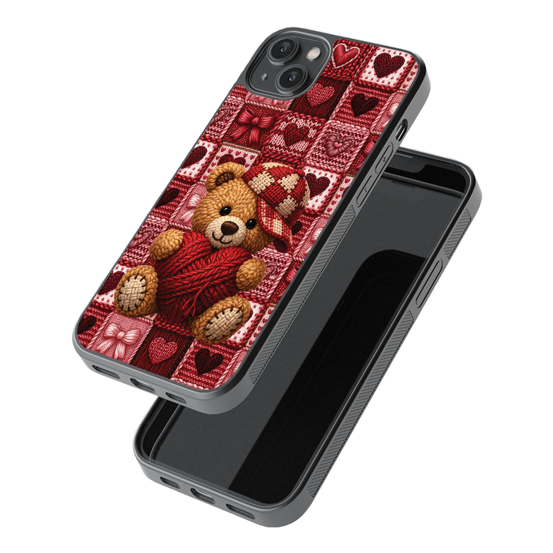 Cozy Teddy Hearts Premium Glass Phone Case