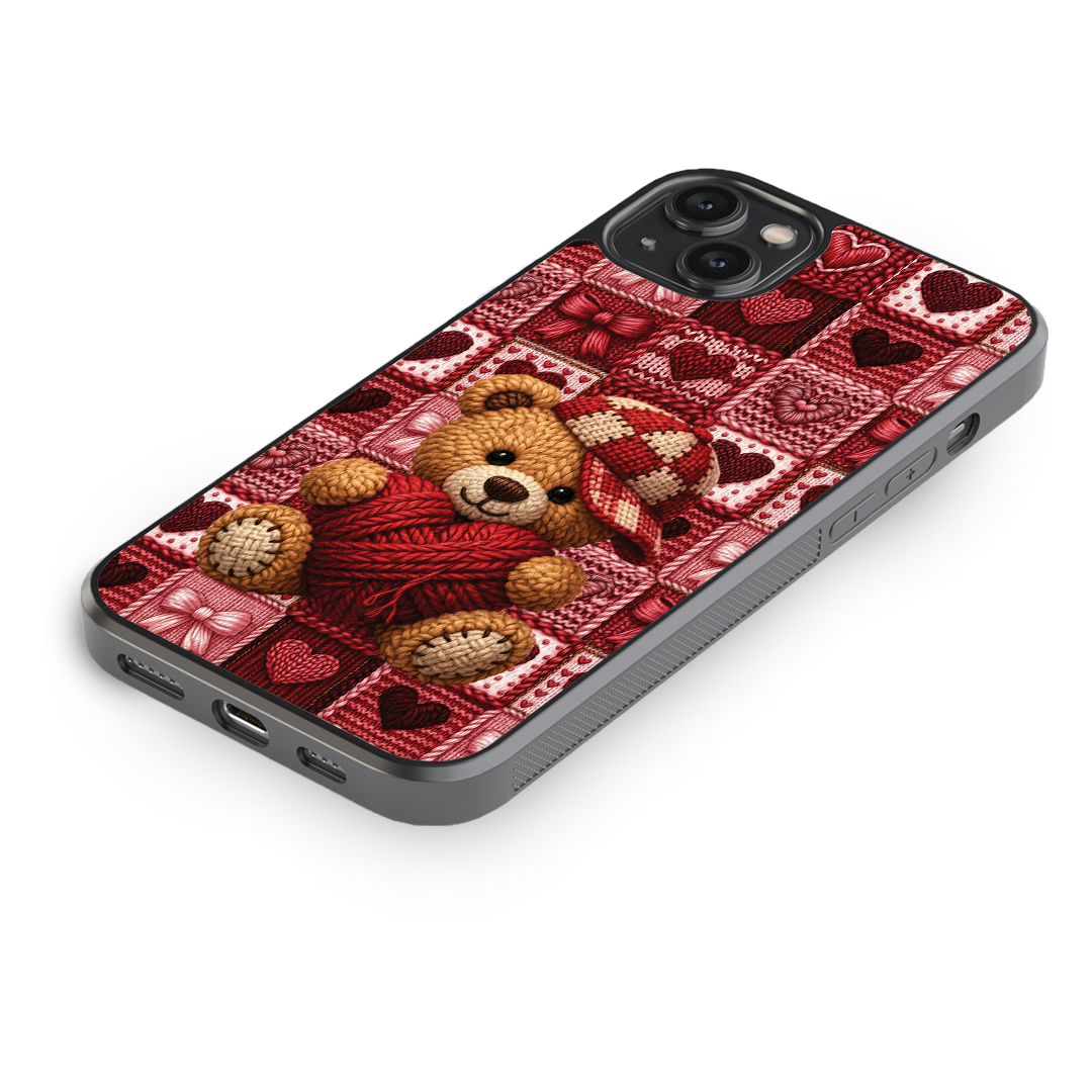 Cozy Teddy Hearts Premium Glass Phone Case