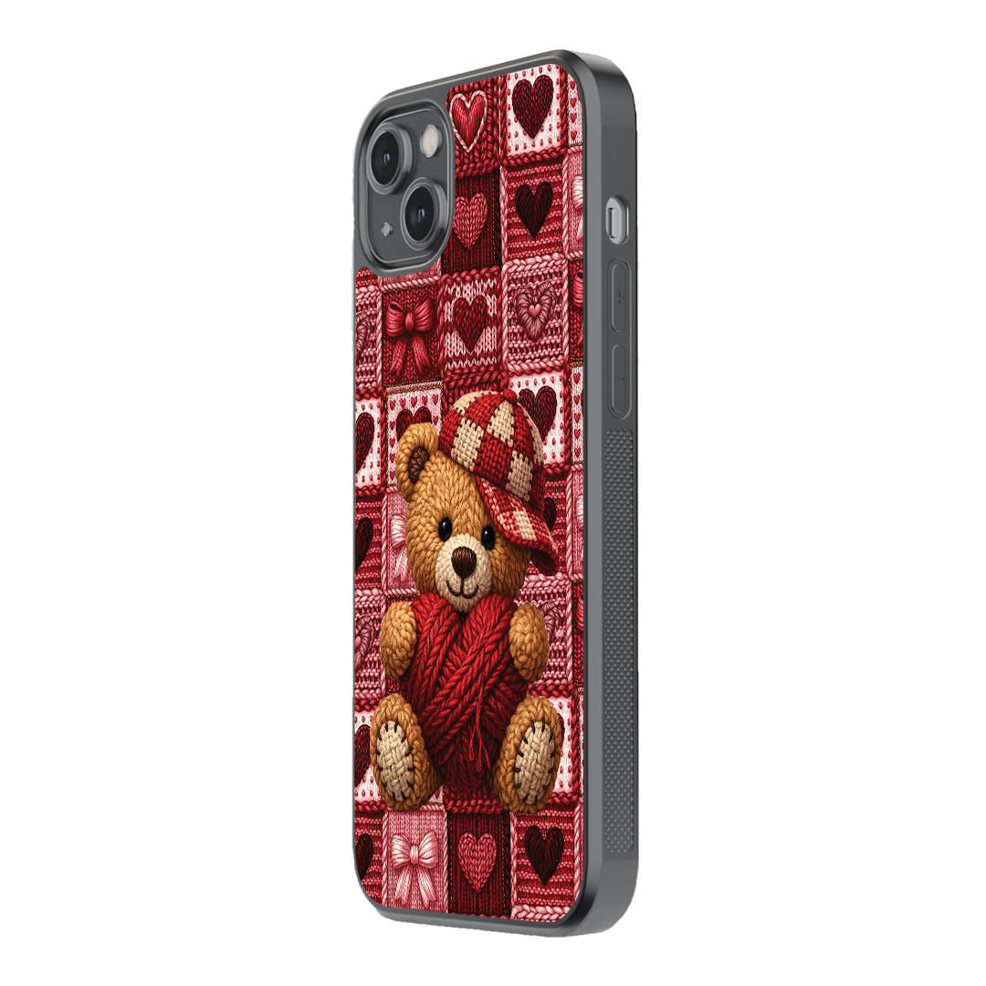 Cozy Teddy Hearts Premium Glass Phone Case