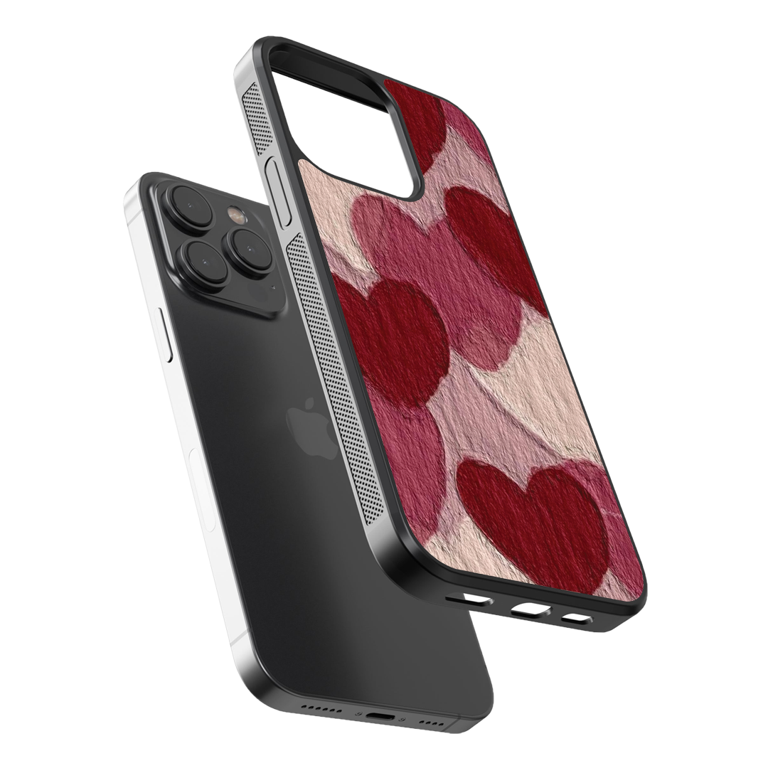 Crimson Hearts Premium Glass Phone Case