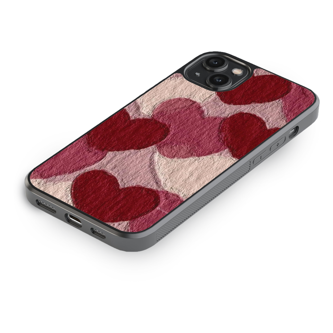 Crimson Hearts Premium Glass Phone Case