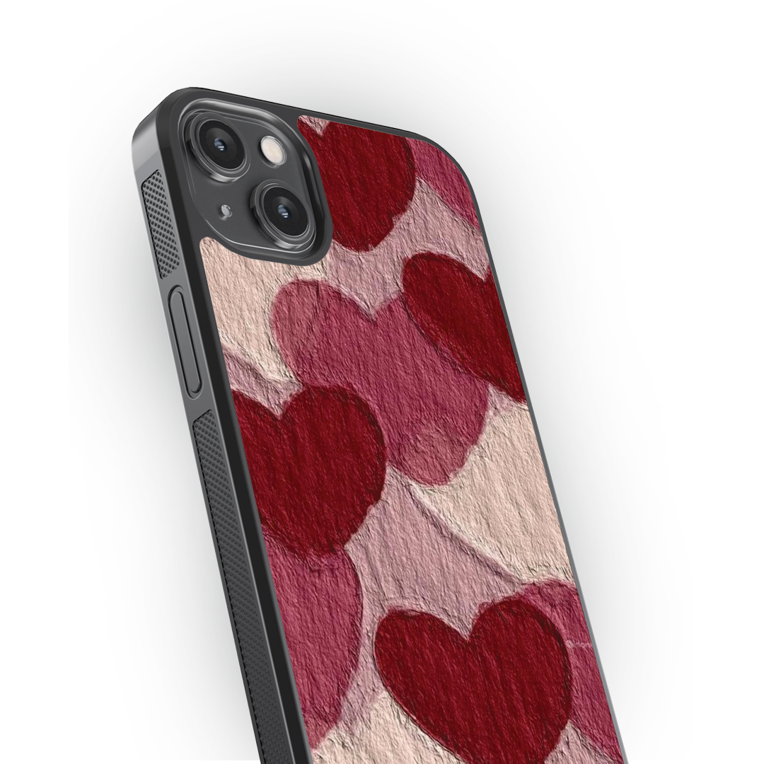 Crimson Hearts Premium Glass Phone Case
