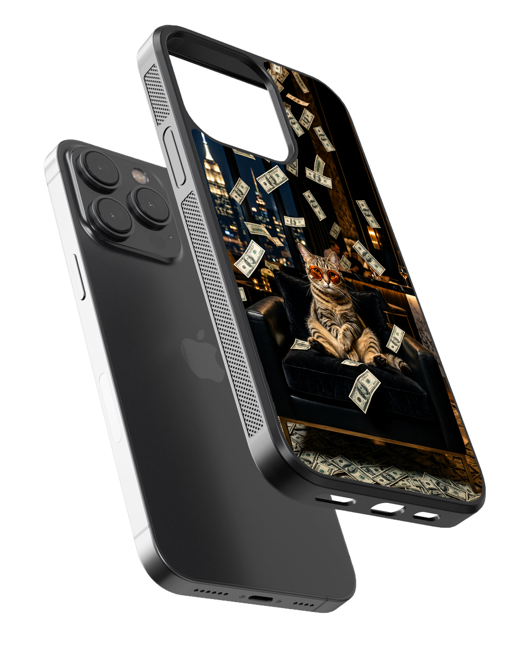 Money Rain Cat  Premium Glass Case