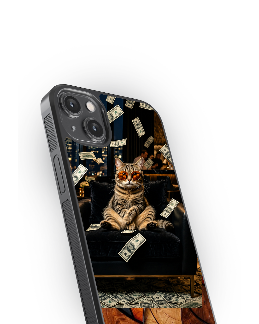 Money Rain Cat  Premium Glass Case