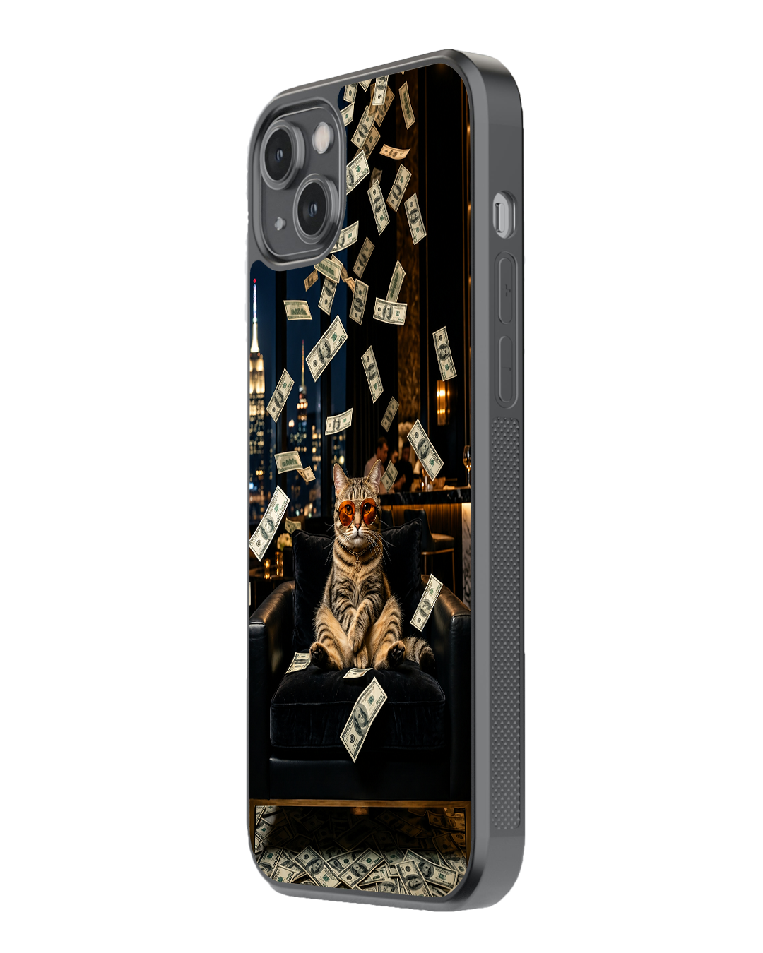 Money Rain Cat  Premium Glass Case