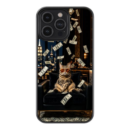 Money Rain Cat  Premium Glass Case