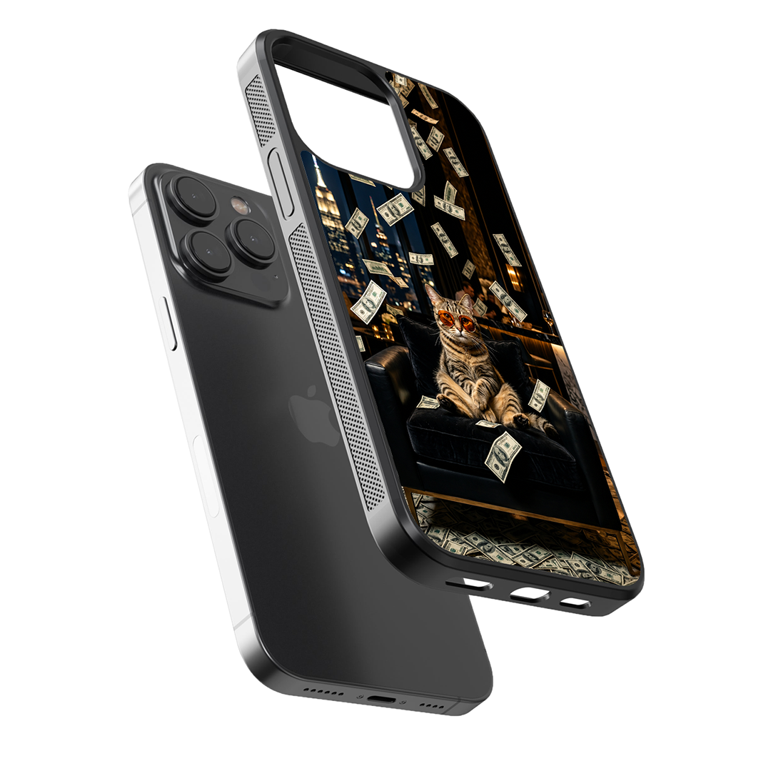 Money Rain Cat  Premium Glass Case