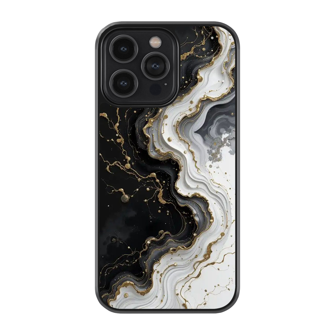 Black & Gold Marble Luxe Glass Phone Case