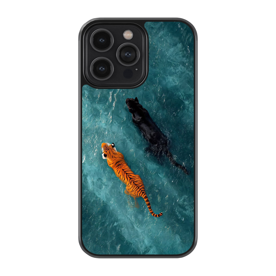 Wild Duo – Tiger & Panther Glass Phone Case