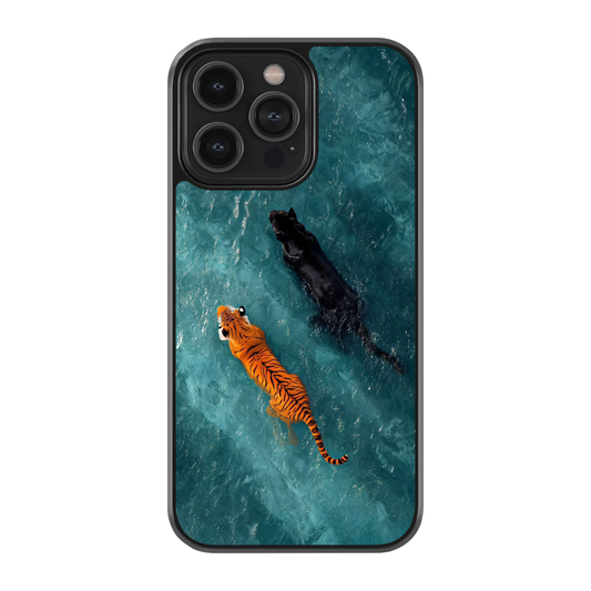 Wild Duo – Tiger & Panther Glass Phone Case