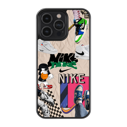 Retro Sneaker Collage Glass Phone Case