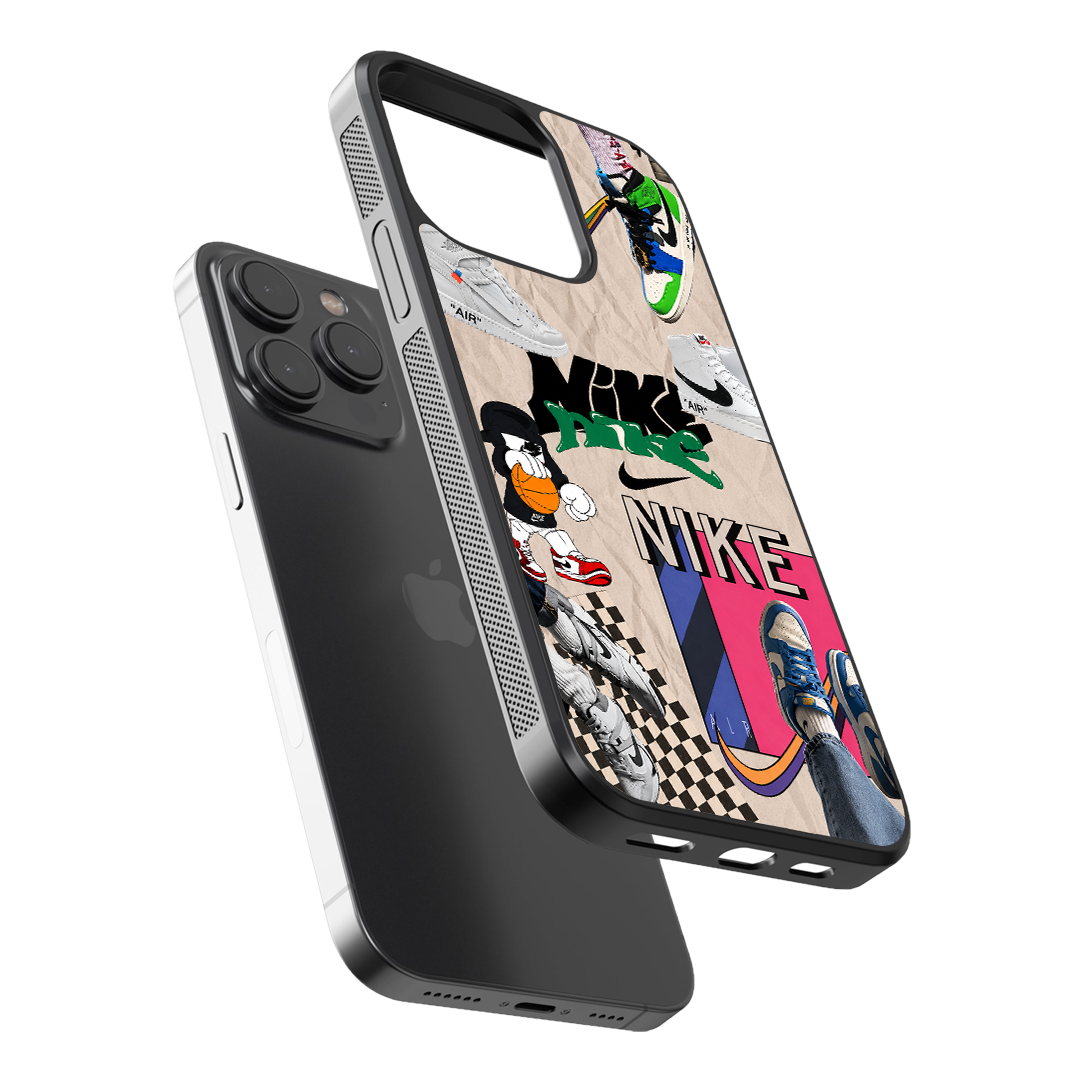 Retro Sneaker Collage Glass Phone Case