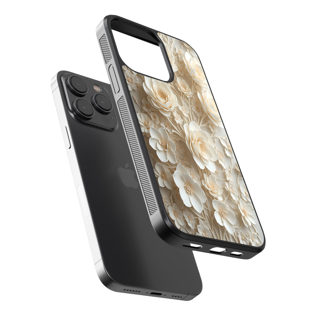 Ivory Bloom Floral Premium Glass Phone Case