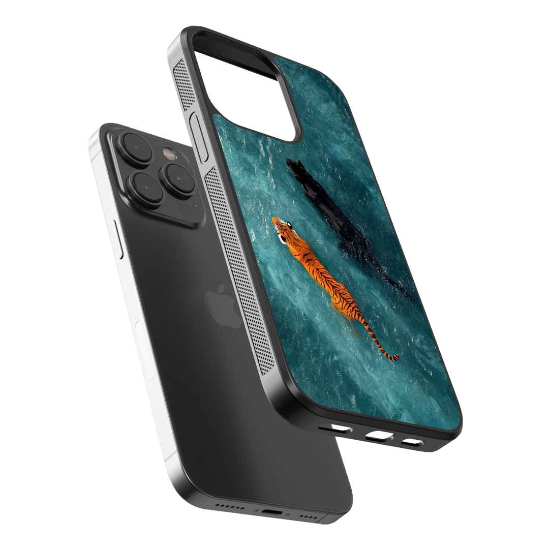 Wild Duo – Tiger & Panther Glass Phone Case