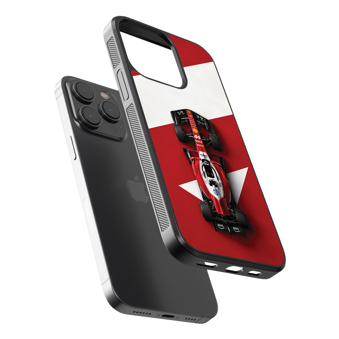 Formula Racing Red & White Glass  Phone Case