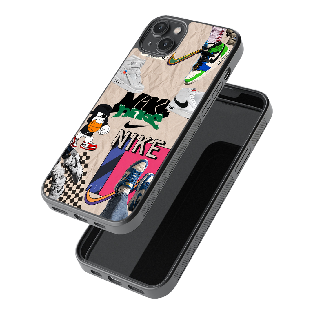 Retro Sneaker Collage Glass Phone Case
