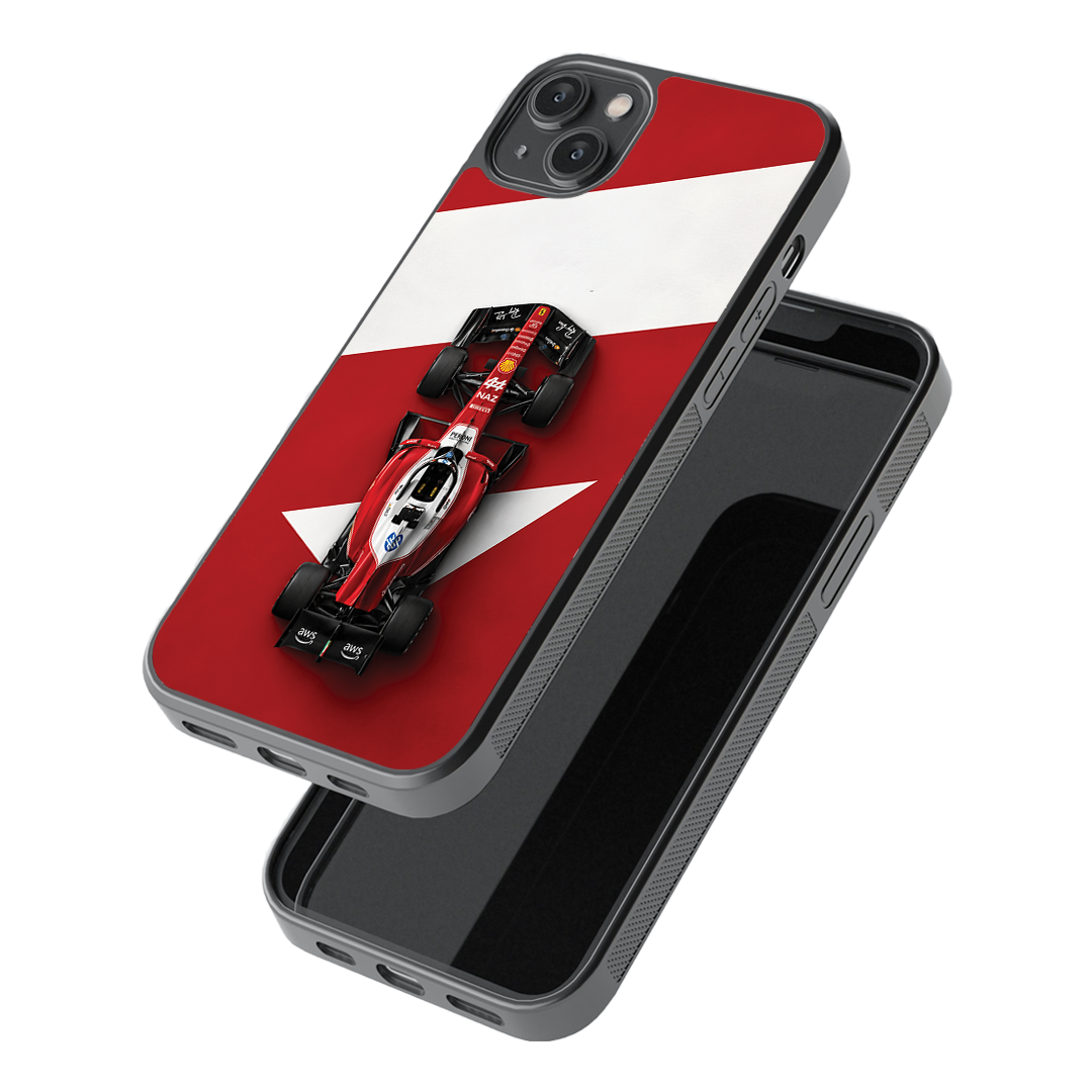 Formula Racing Red & White Glass  Phone Case