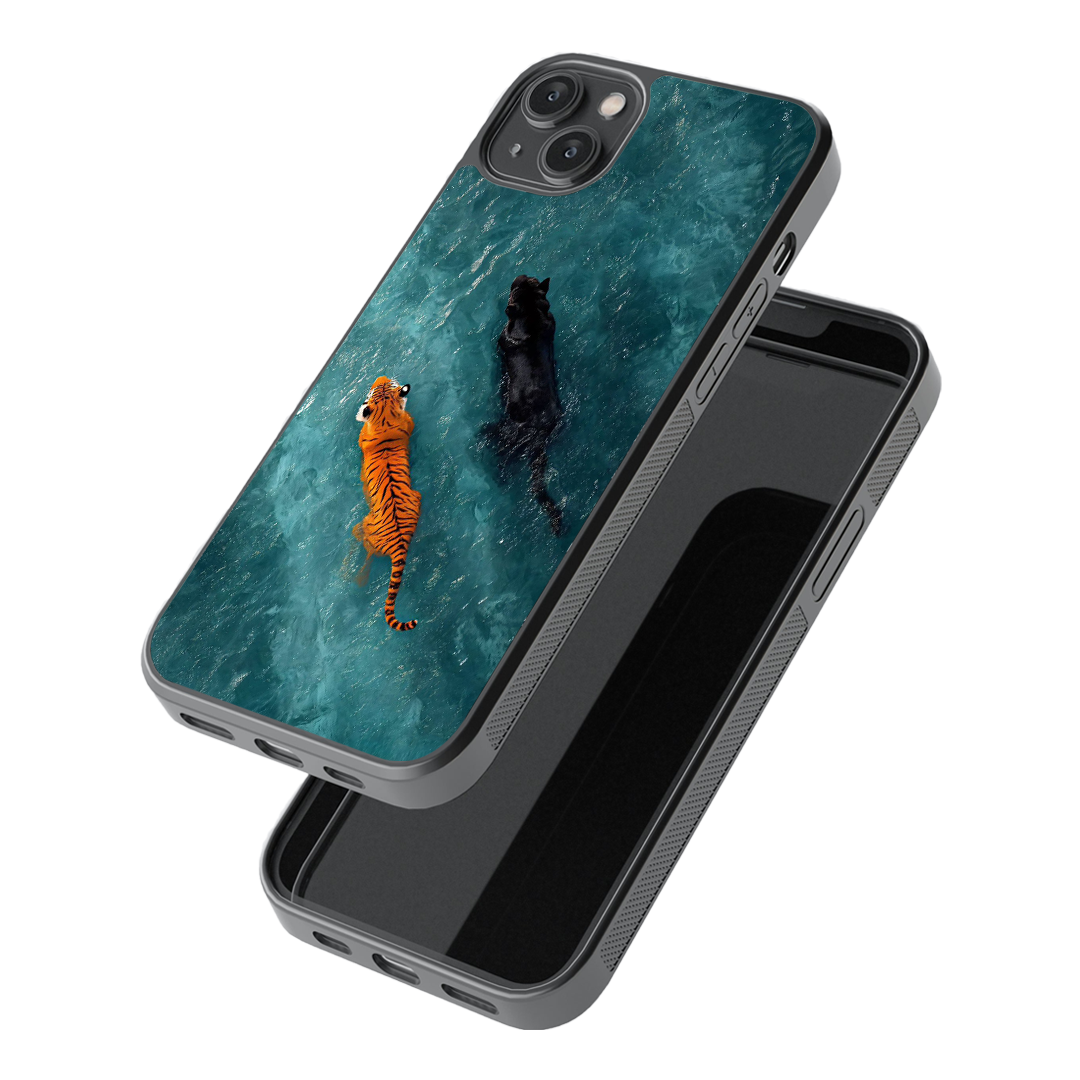 Wild Duo – Tiger & Panther Glass Phone Case