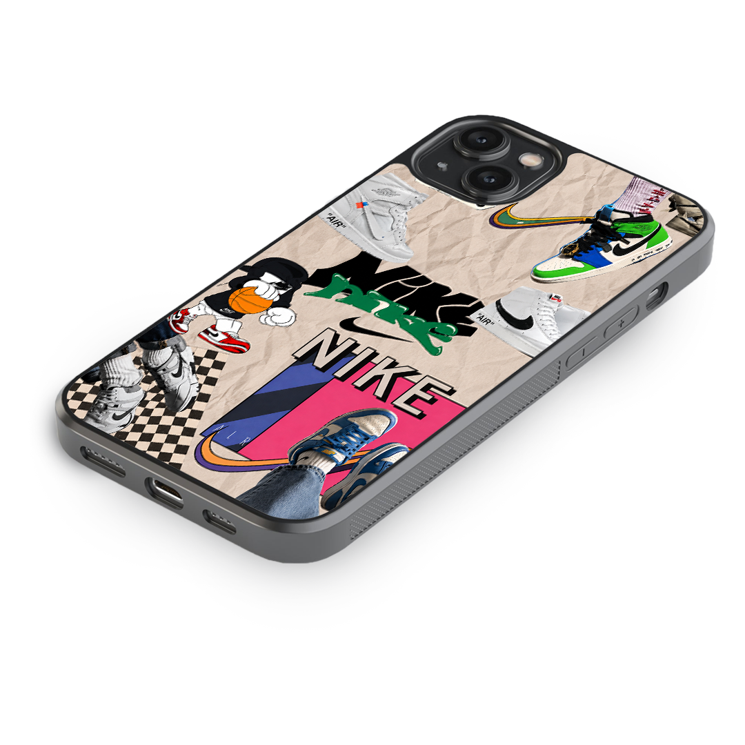 Retro Sneaker Collage Glass Phone Case