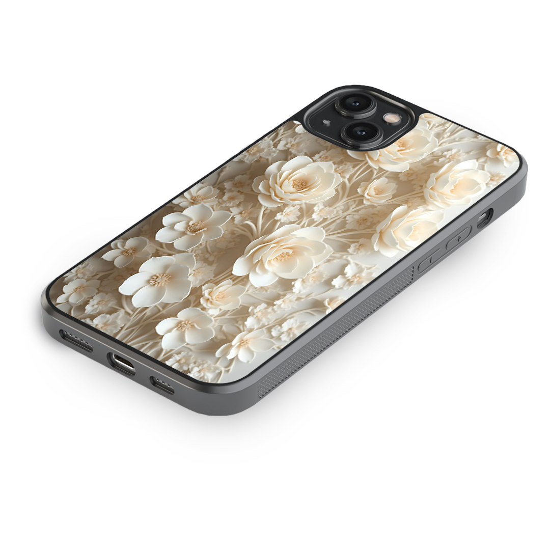 Ivory Bloom Floral Premium Glass Phone Case