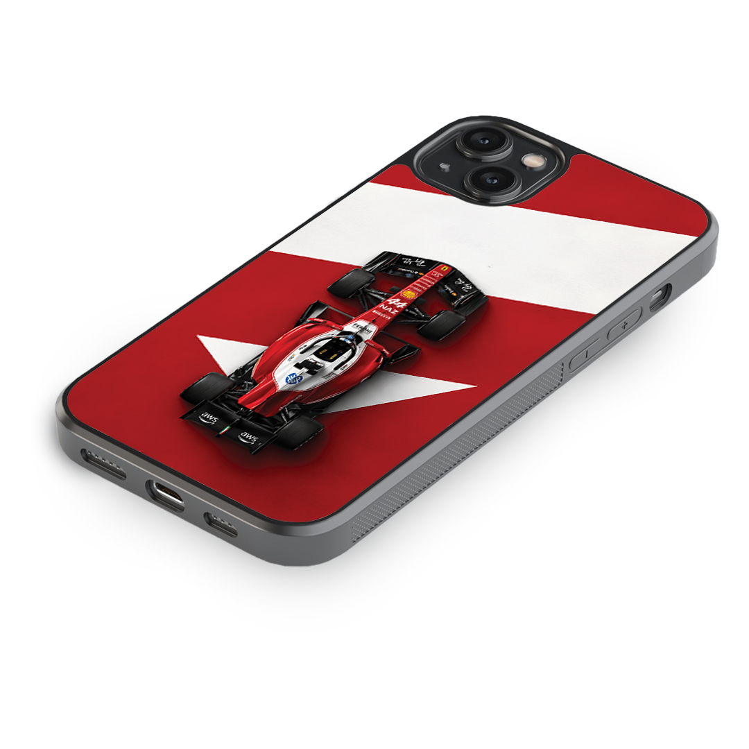Formula Racing Red & White Glass  Phone Case