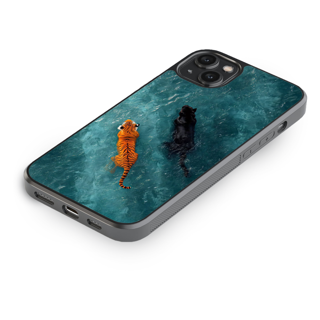 Wild Duo – Tiger & Panther Glass Phone Case