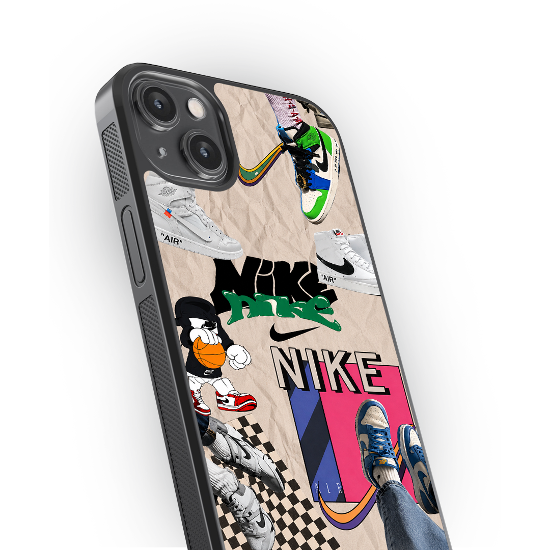 Retro Sneaker Collage Glass Phone Case