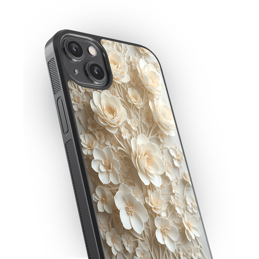 Ivory Bloom Floral Premium Glass Phone Case