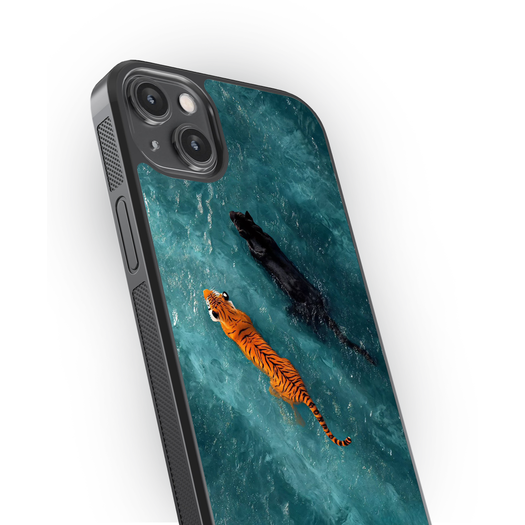 Wild Duo – Tiger & Panther Glass Phone Case
