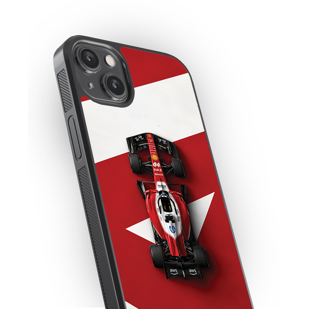Formula Racing Red & White Glass  Phone Case