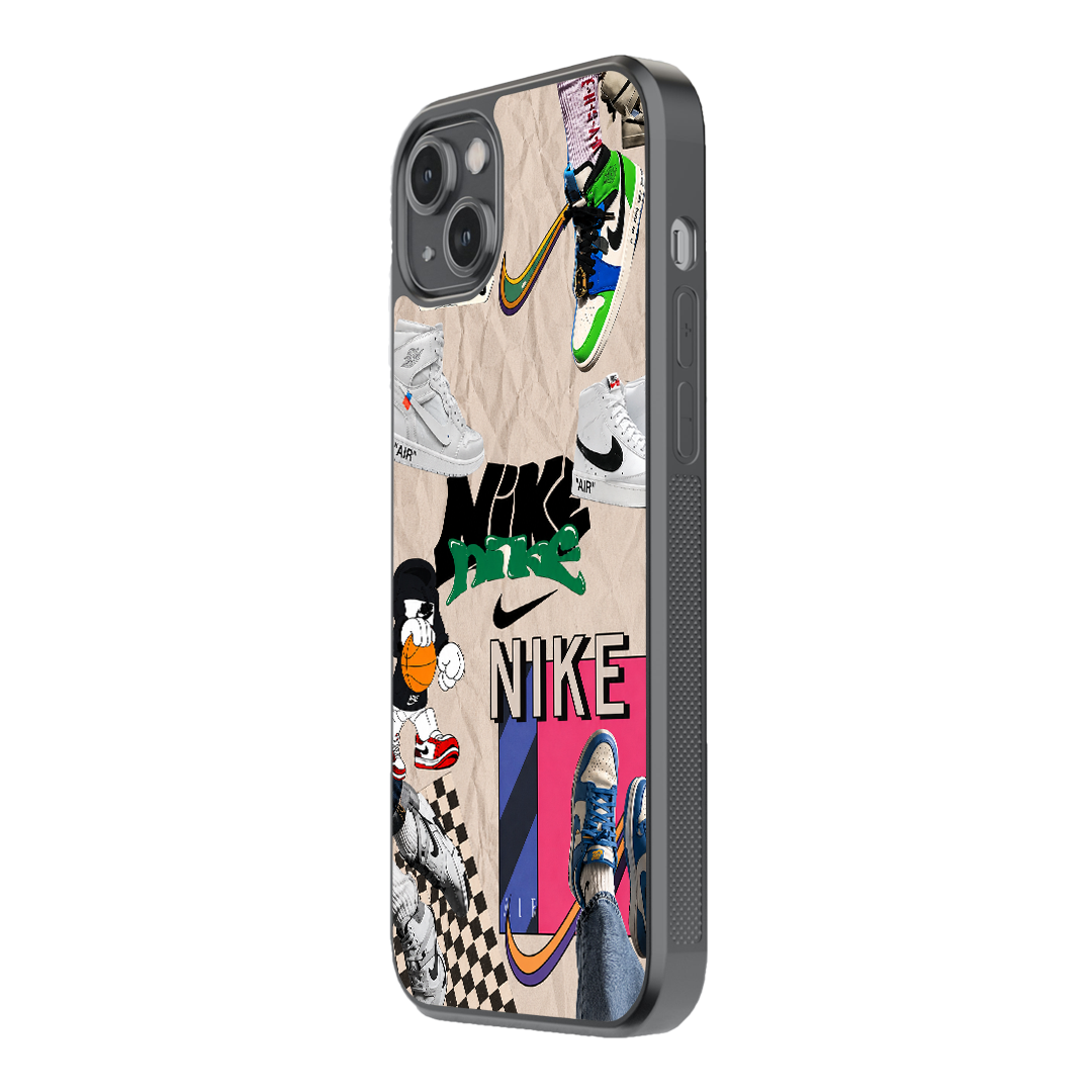 Retro Sneaker Collage Glass Phone Case