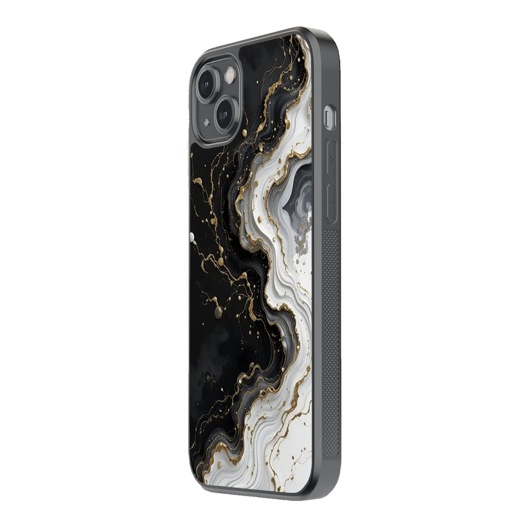 Black & Gold Marble Luxe Glass Phone Case