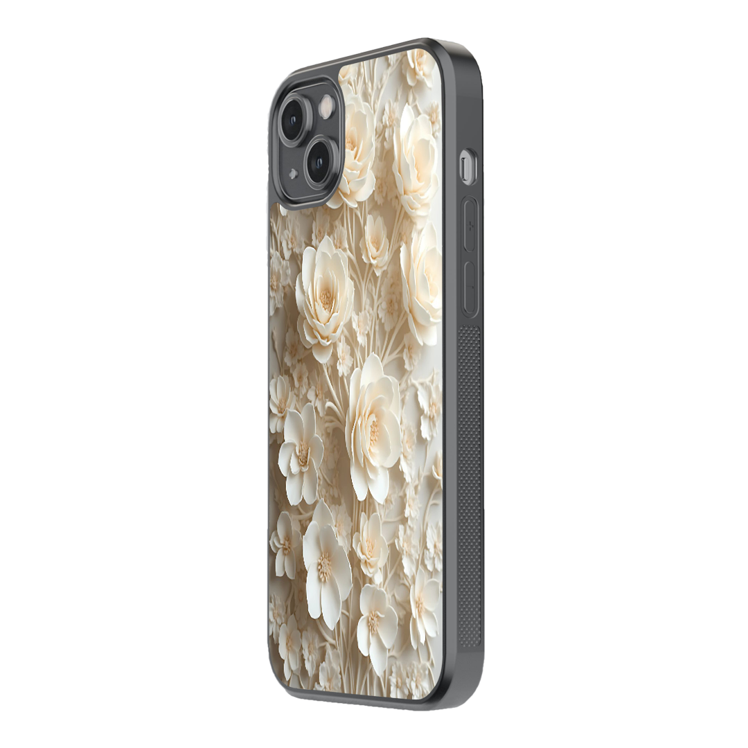 Ivory Bloom Floral Premium Glass Phone Case