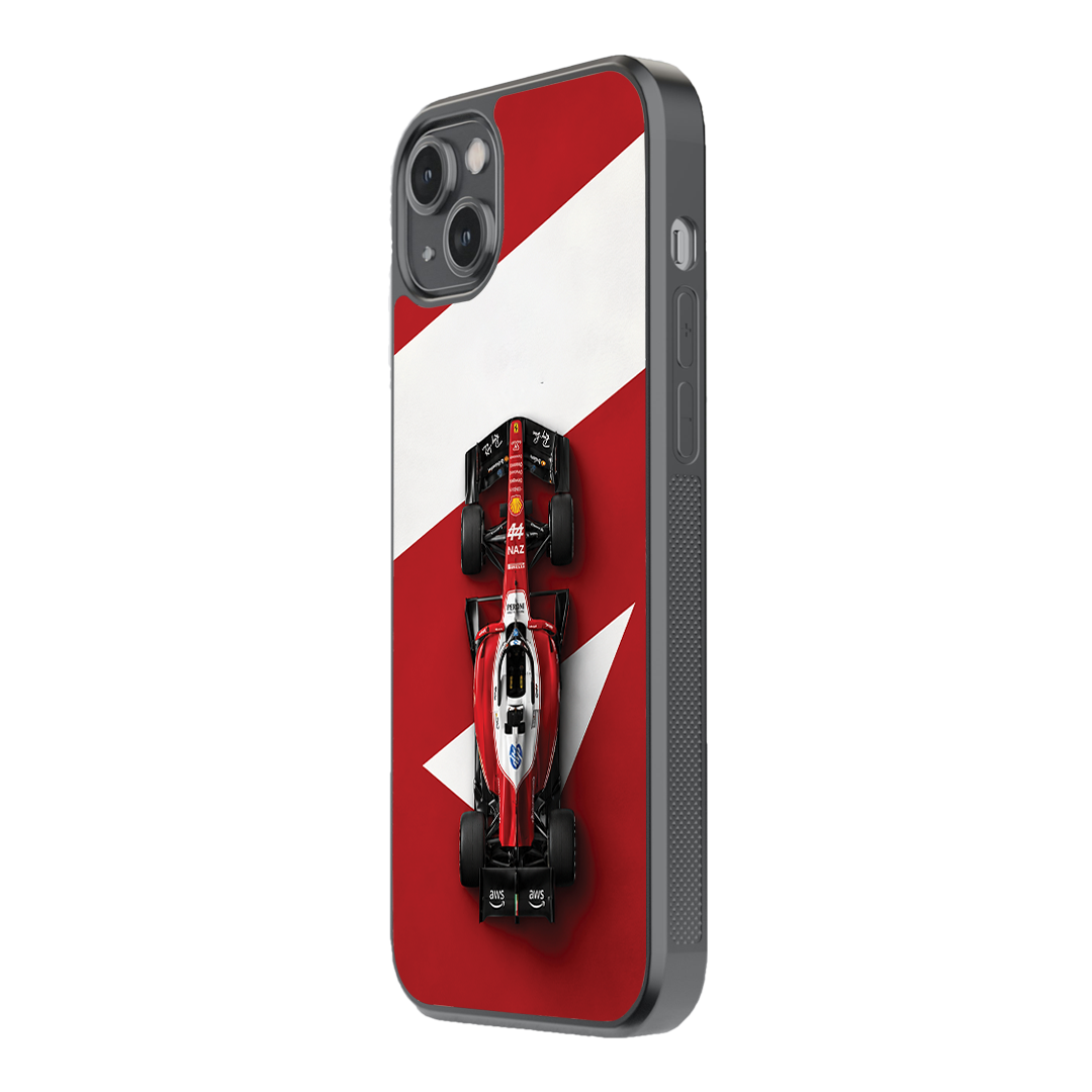 Formula Racing Red & White Glass  Phone Case