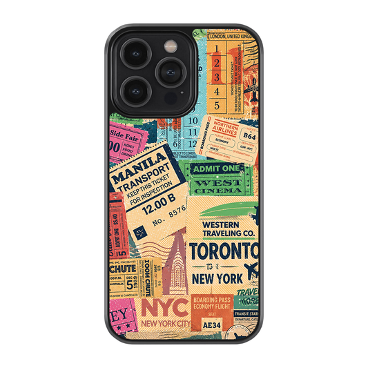 Vintage Travel Tickets – Premium Collage Glass Phone Case