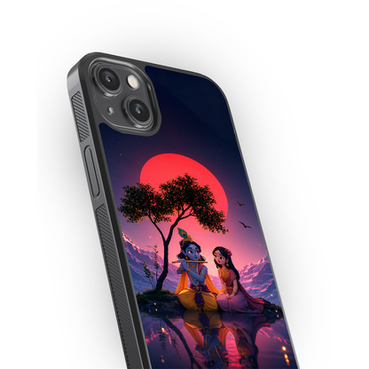 Moonlit Radha Krishna Premium Glass Case