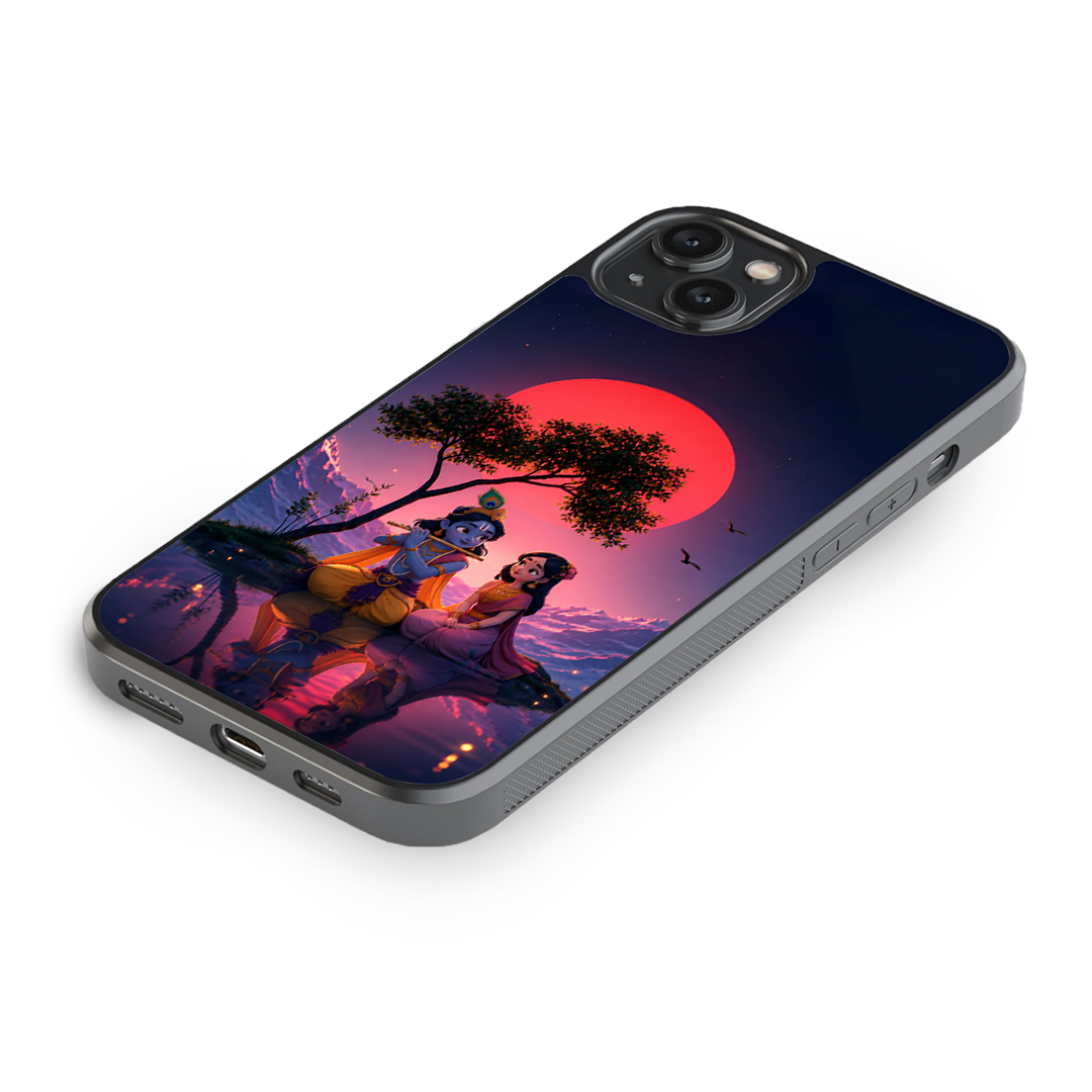 Moonlit Radha Krishna Premium Glass Case