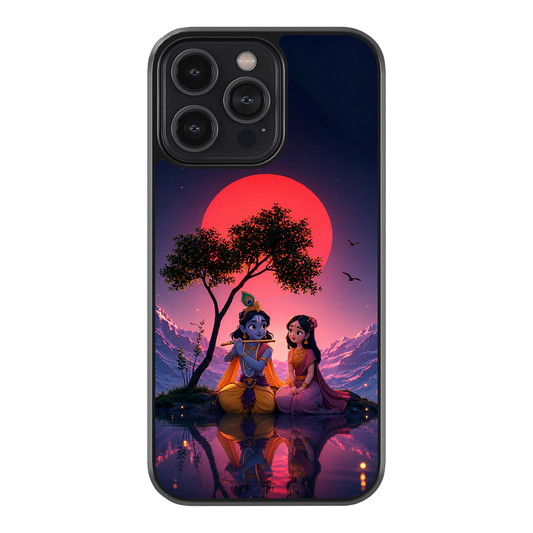 Moonlit Radha Krishna Premium Glass Case